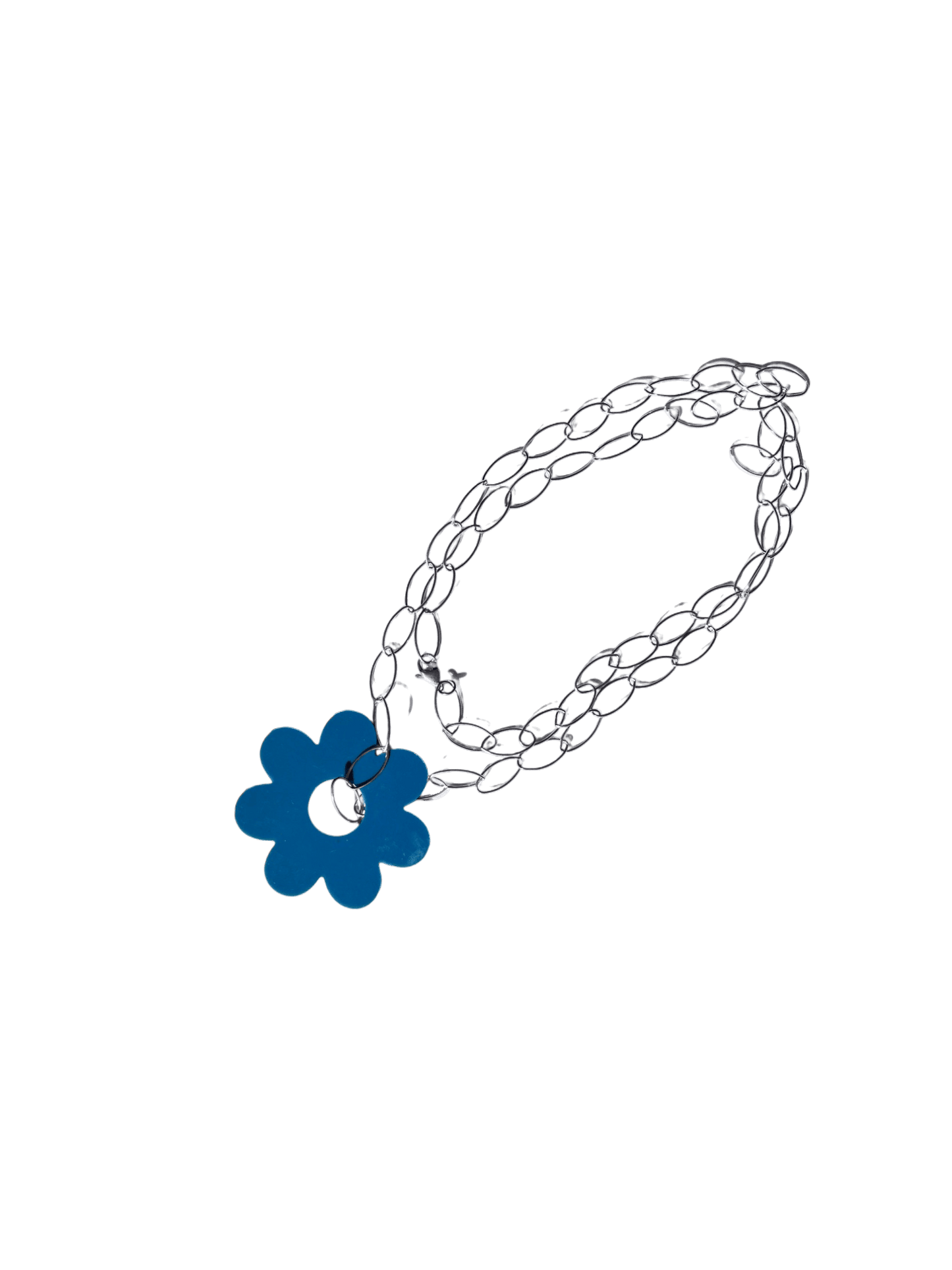 Collar cadena de acero con flor de color
